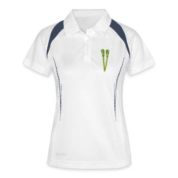 Spargelduo Lächelnd - Frauen Polo atmungsaktiv - Weiß/Navy - Vorne