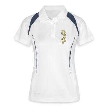 Bier Prost Bierglas Bierkrug - Frauen Polo atmungsaktiv - Weiß/Navy - Vorne