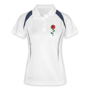 Illustration botanique Dice Rose Bloom - Polo respirant Femme - blanc/marine - Devant