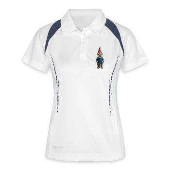 Gartenzwerg Schnauzer Zauber - Frauen Polo atmungsaktiv - Weiß/Navy - Vorne