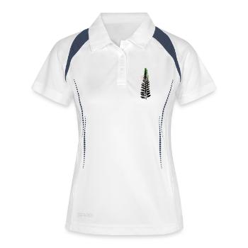 Blatt - Frauen Polo atmungsaktiv - Weiß/Navy - Vorne