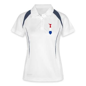 Cravate tricolore en rouge, blanc, bleu - Polo respirant Femme - blanc/marine - Devant
