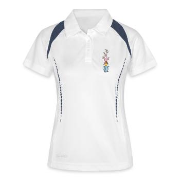 Kunterbunter Tier Zirkus - Zoo - Frauen Polo atmungsaktiv - Weiß/Navy - Vorne