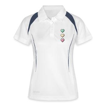 Retro Pixel Art Hearts Stack - Frauen Polo atmungsaktiv - Weiß/Navy - Vorne