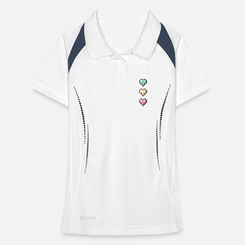 Retro Pixel Art Hearts Stack Frauen Polo atmungsaktiv
