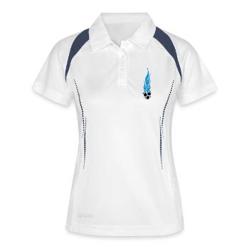flammen - Frauen Polo atmungsaktiv - Weiß/Navy - Vorne