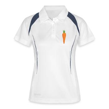 Frische Karotte  - Frauen Polo atmungsaktiv - Weiß/Navy - Vorne