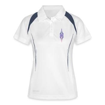 Spiritualität Meditation Heilige Geometrie Lotus - Frauen Polo atmungsaktiv - Weiß/Navy - Vorne