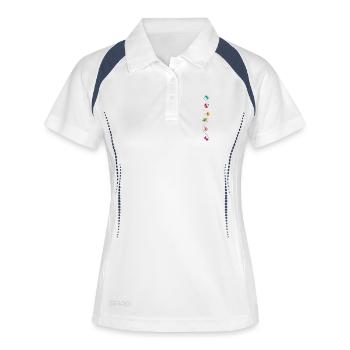 Blumenranke, Flowers - Frauen Polo atmungsaktiv - Weiß/Navy - Vorne