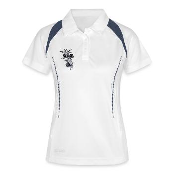 Nachtblüten Umrisse Indigo - Frauen Polo atmungsaktiv - Weiß/Navy - Vorne