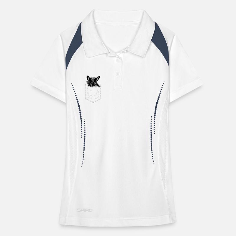 Frenchie Pocket Design Pop Art Stil Frauen Polo atmungsaktiv