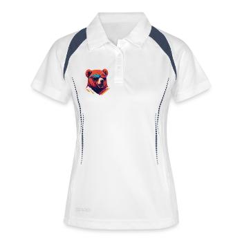 Bold and Bearish: Retro Bear T-Shirt - Women's Polo breathable - white/navy - Front