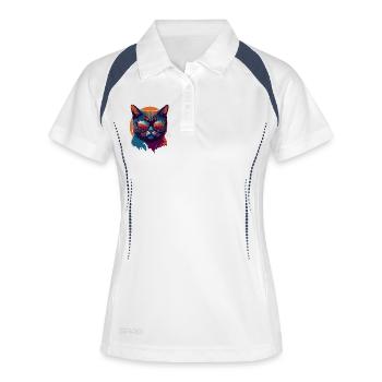Rebel Paws: Retro Cat T-Shirt Art - Women's Polo breathable - white/navy - Front