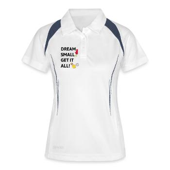 Dream small! Get it all! - Frauen Polo atmungsaktiv - Weiß/Navy - Vorne