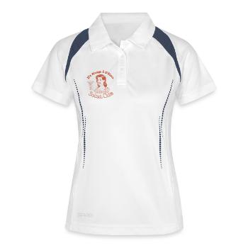 It's Always 5 O'CLock Social Club (Gals) - Frauen Polo atmungsaktiv - Weiß/Navy - Vorne