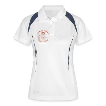 It's Always 5 O'CLock Social Club (Guys) - Frauen Polo atmungsaktiv - Weiß/Navy - Vorne