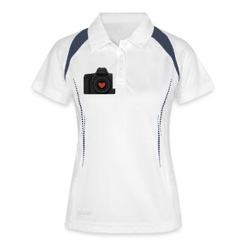 Appareil photo d’amour avec un cœur pour les vrais fans de photographie - Polo respirant Femme - blanc/marine - Devant