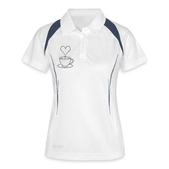 Tasse à café minimaliste coeur, amour, cadeau - Polo respirant Femme - blanc/marine - Devant