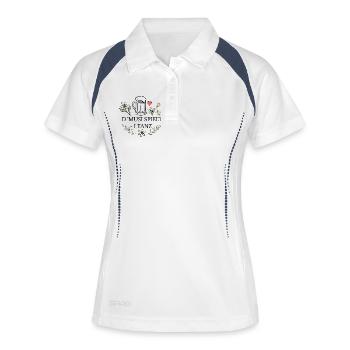 Kirwa Blütenkranz Herz – Volksfest Design, Herz - Frauen Polo atmungsaktiv - Weiß/Navy - Vorne