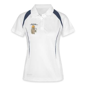 Assurance qualité, QM hero avec casque et loupe - Polo respirant Femme - blanc/marine - Devant