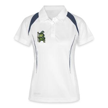 Zauberhafter Froggy Magier - Frauen Polo atmungsaktiv - Weiß/Navy - Vorne