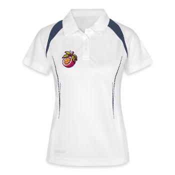 Illustration de Fruit de Passiflore Vibrante - Polo respirant Femme - blanc/marine - Devant