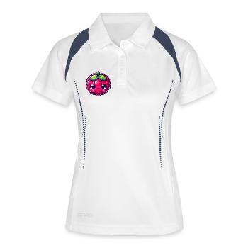 Himbeer-Kawaii-Illustration - Frauen Polo atmungsaktiv - Weiß/Navy - Vorne
