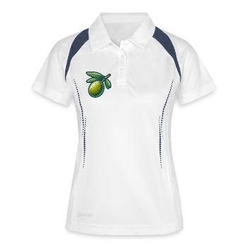 Olivenzweig-Muster für Naturkleidung - Frauen Polo atmungsaktiv - Weiß/Navy - Vorne