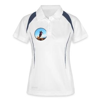 Logo de couleur motocross - Noir - Polo respirant Femme - blanc/marine - Devant