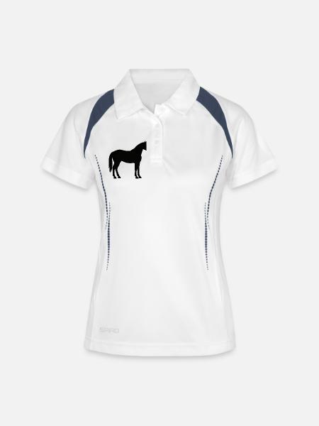 Horse in Black - Women's Polo breathable - white/navy