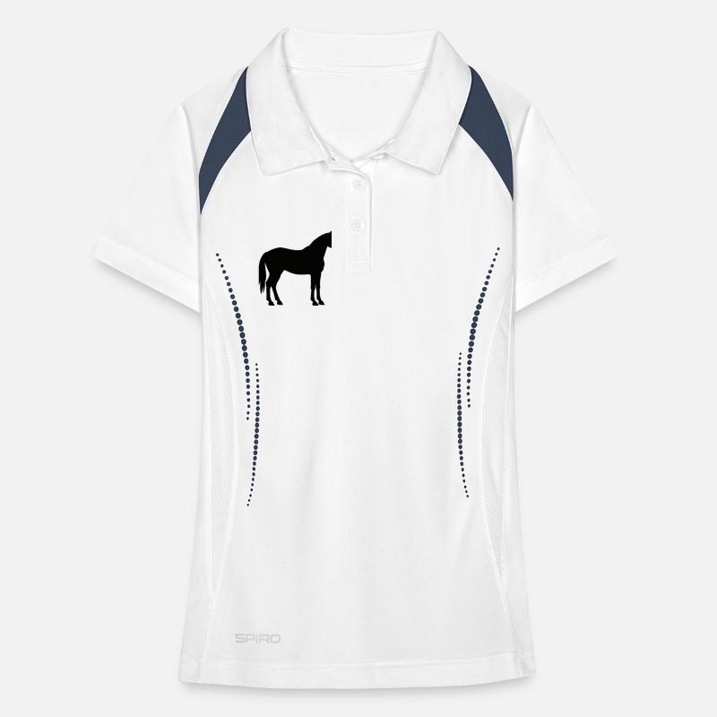 Pferd in Schwarz Frauen Polo atmungsaktiv
