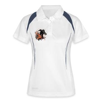 Galgo Blackbeauty Nr02 - Frauen Polo atmungsaktiv - Weiß/Navy - Vorne
