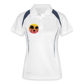 Sunset Palm Tree Beach - Women's Polo breathable - white/navy - Front