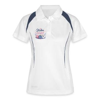 Stricken ist meine Auszeit - Frauen Polo atmungsaktiv - Weiß/Navy - Vorne