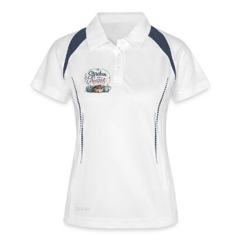 Stricken ist meine Auszeit - Frauen Polo atmungsaktiv - Weiß/Navy - Vorne