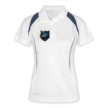 Bouclier de Loup Hybride Néon - Polo respirant Femme - blanc/marine - Devant