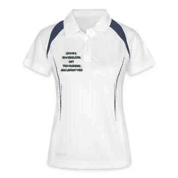 NPC Simulator - Frauen Polo atmungsaktiv - Weiß/Navy - Vorne
