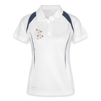 Boho Blumen Muster - Cottagecore Aesthetic  - Frauen Polo atmungsaktiv - Weiß/Navy - Vorne