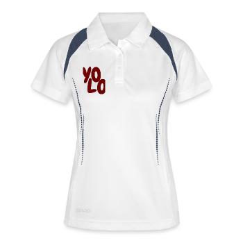 YoLo Saying - Design Y2K streetwear universitaire - Polo respirant Femme - blanc/marine - Devant