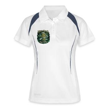Cosmo-Kumpel im Weltraumanzug - Frauen Polo atmungsaktiv - Weiß/Navy - Vorne