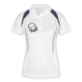 Liegender Oktopus One Line Meeresmotiv - Frauen Polo atmungsaktiv - Weiß/Navy - Vorne