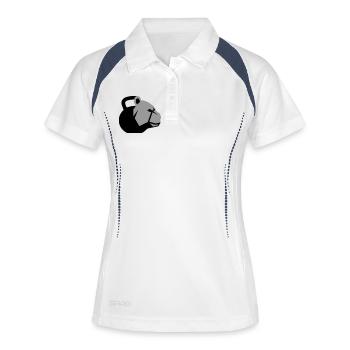 dynamic bear head with kettlebell - Women's Polo breathable - white/navy - Front