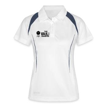 the grill master - Frauen Polo atmungsaktiv - Weiß/Navy - Vorne