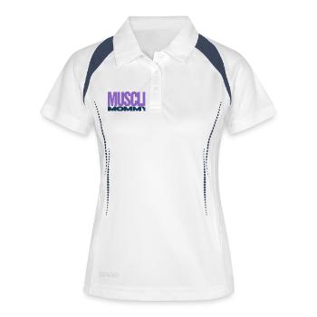 Muscle Mommy Premium T-Shirt - Frauen Polo atmungsaktiv - Weiß/Navy - Vorne