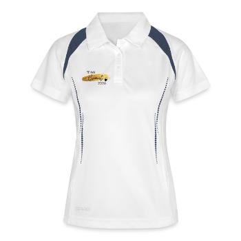 Braut Gold Herz Hochzeit JGA Team Bride Geschenk - Frauen Polo atmungsaktiv - Weiß/Navy - Vorne