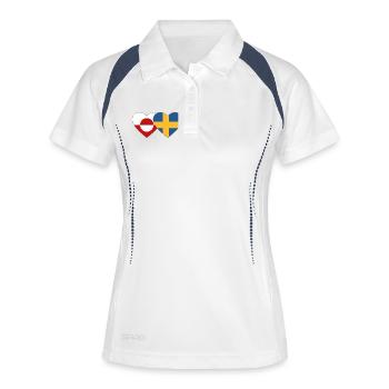 Cœur du drapeau du Groenland Suède - Polo respirant Femme - blanc/marine - Devant