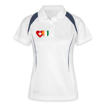Schweiz Elfenbeinküste Flagge Herz - Frauen Polo atmungsaktiv - Weiß/Navy - Vorne