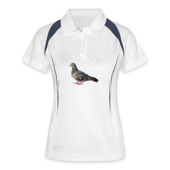 Prachtvolles Taubenporträt Farbenspiel - Frauen Polo atmungsaktiv - Weiß/Navy - Vorne