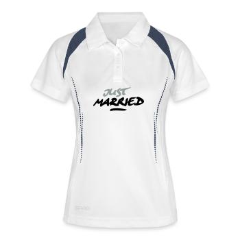 just married 2C - Frauen Polo atmungsaktiv - Weiß/Navy - Vorne