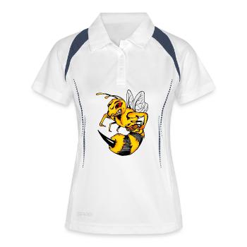 Aggressive Comic-Wespe mit Stachel - Frauen Polo atmungsaktiv - Weiß/Navy - Vorne